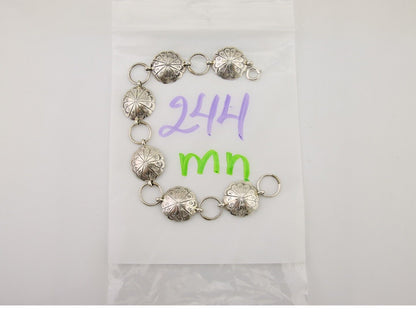 Navajo Hamdmade Concho Bracelet 925 Silver Native American Artist Signed C.80's