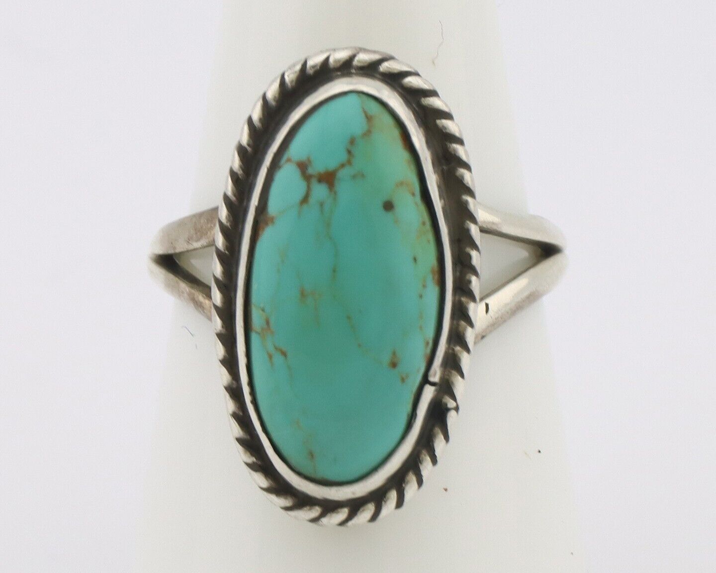 Navajo Ring .925 Silver Natural Kingman Turquoise Native American Artist C.80's