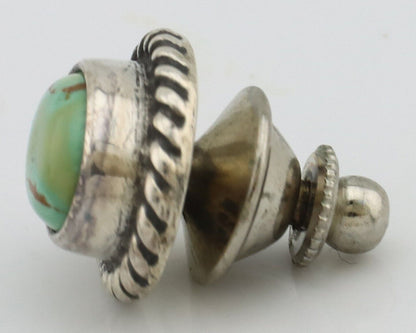 Navajo Tie Tack 925 Silver Natural Mined Turquoise Native American Artist C.80's