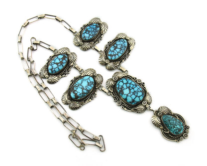Navajo Necklace Sterling Silver Turquoise Vintage Signed Henrietta Yesele