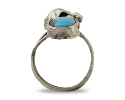 Navajo Handmade Ring 925 Silver Turquoise Native American Artist C.80's