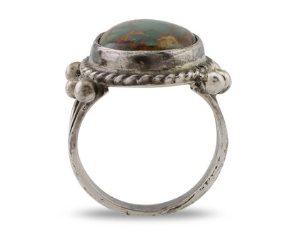 Navajo Ring 925 Silver Natural Green Turquoise Native American Artist C.80's