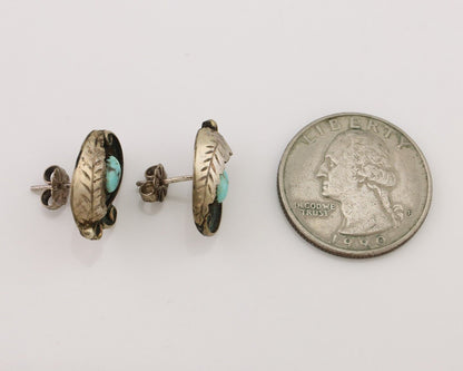 Navajo Earrings 925 Silver Natural Turquoise Native American Artist C.80's