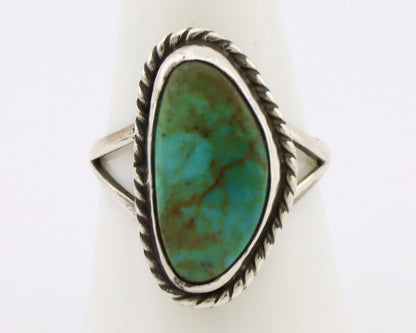 Navajo Ring 925 Silver Natural Turquoise Artist Signed Rabbit Stick C.80's