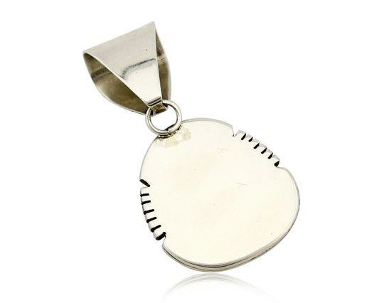 Navajo Handmade .925 Sterling Silver Blue Turquoise Hand Cut Pendant