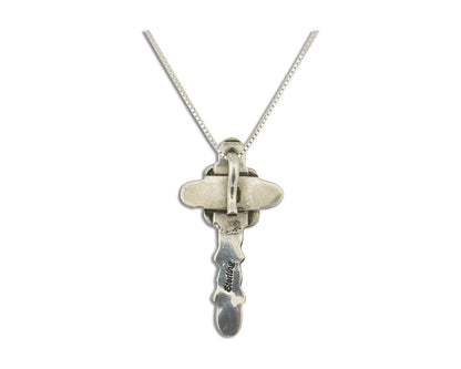 Navajo Cross Necklace 925 Silver Mediterranean Coral Native American Artist C80s