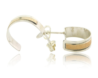 Navajo Hoop Earrings 925 Silver & Gold Native American Artist C.80's