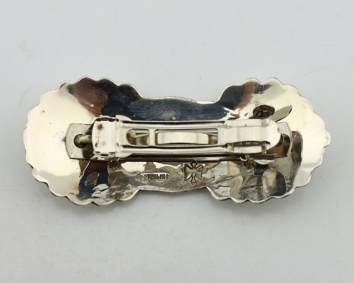 Women's Navajo Hair Clip Hand Stamped 925 Silver Artist Signed C Montoya C.80's