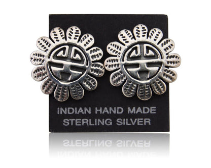 Navajo Tiwa Sun Earrings 925 Silver Native American Artist C.80's