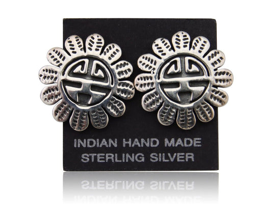Navajo Tiwa Sun Earrings 925 Silver Native American Artist C.80's