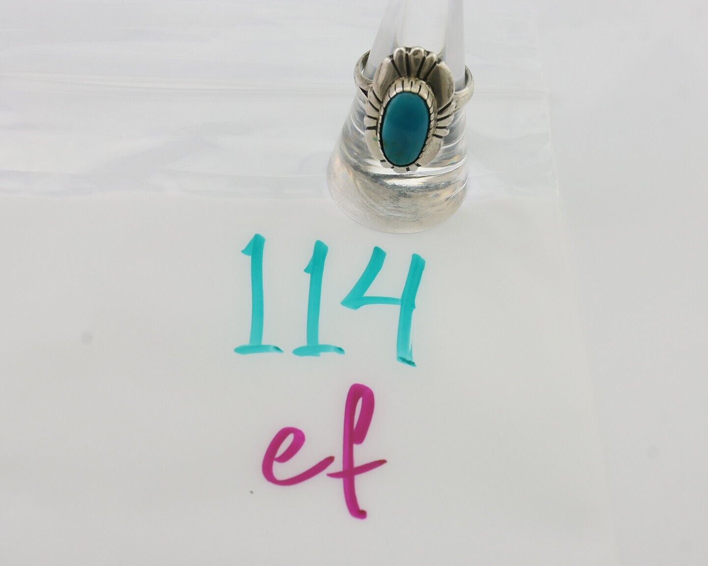 Navajo Ring 925 Silver Kingman Turquoise Signed M Montoya Size 8.25 C.80's
