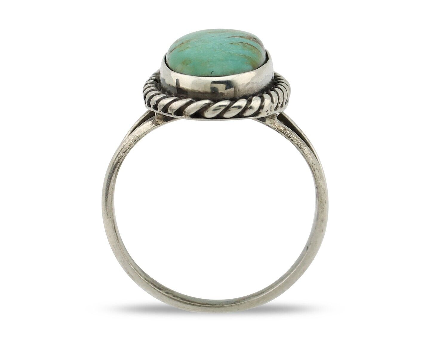 Navajo Ring 925 Silver Kingman Turquoise Artist Signed M Montoya C.80's