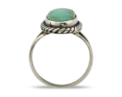 Navajo Ring 925 Silver Kingman Turquoise Artist Signed M Montoya C.80's