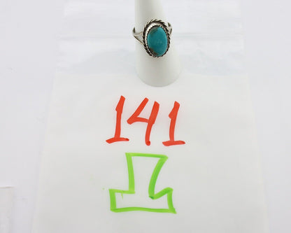 Navajo Ring 925 Silver Kingman Turquoise Native American Artist C.80's