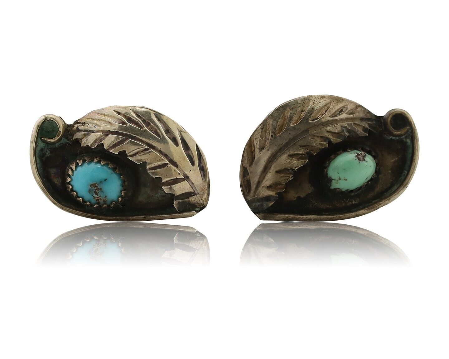 Navajo Earrings 925 Silver Natural Turquoise Native American Artist C.80's