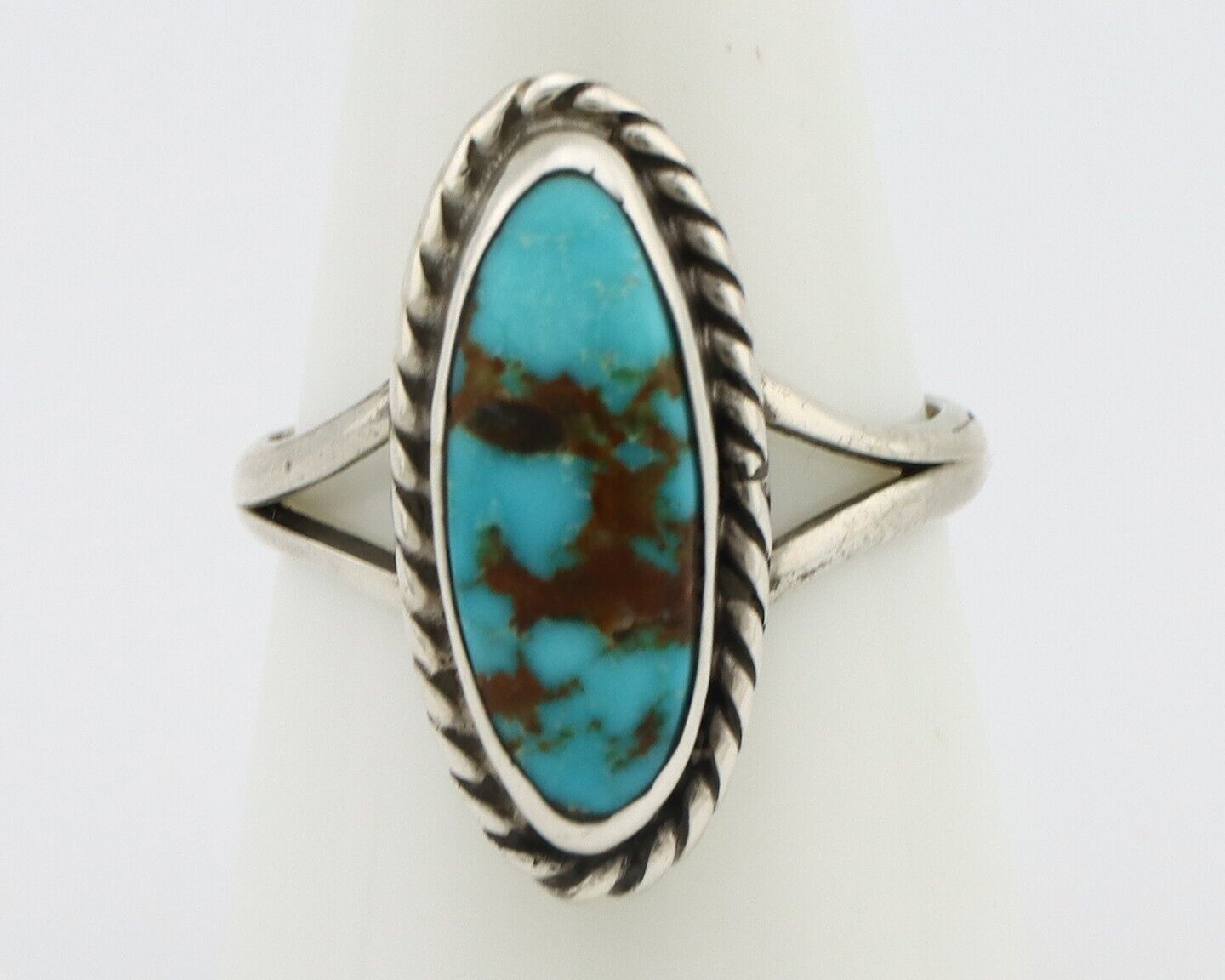 Navajo Ring 925 Silver Kingman Turquoise Native American Artist C.80's
