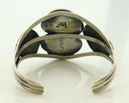 Navajo Cuff Bracelet 925 Sterling Silver Natural MOP Vintage Signed Platero