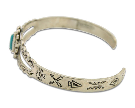 Navajo Cuff Bracelet 925 Silver Turquoise Cuff Native American Artist C.80's