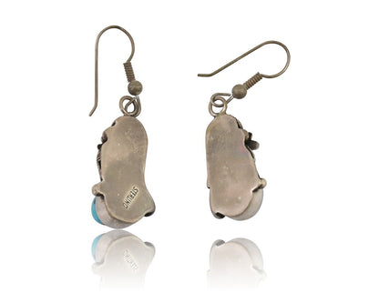 Navajo Handmade Earrings 925 Silver Natural Turquoise Native Artist C.80's