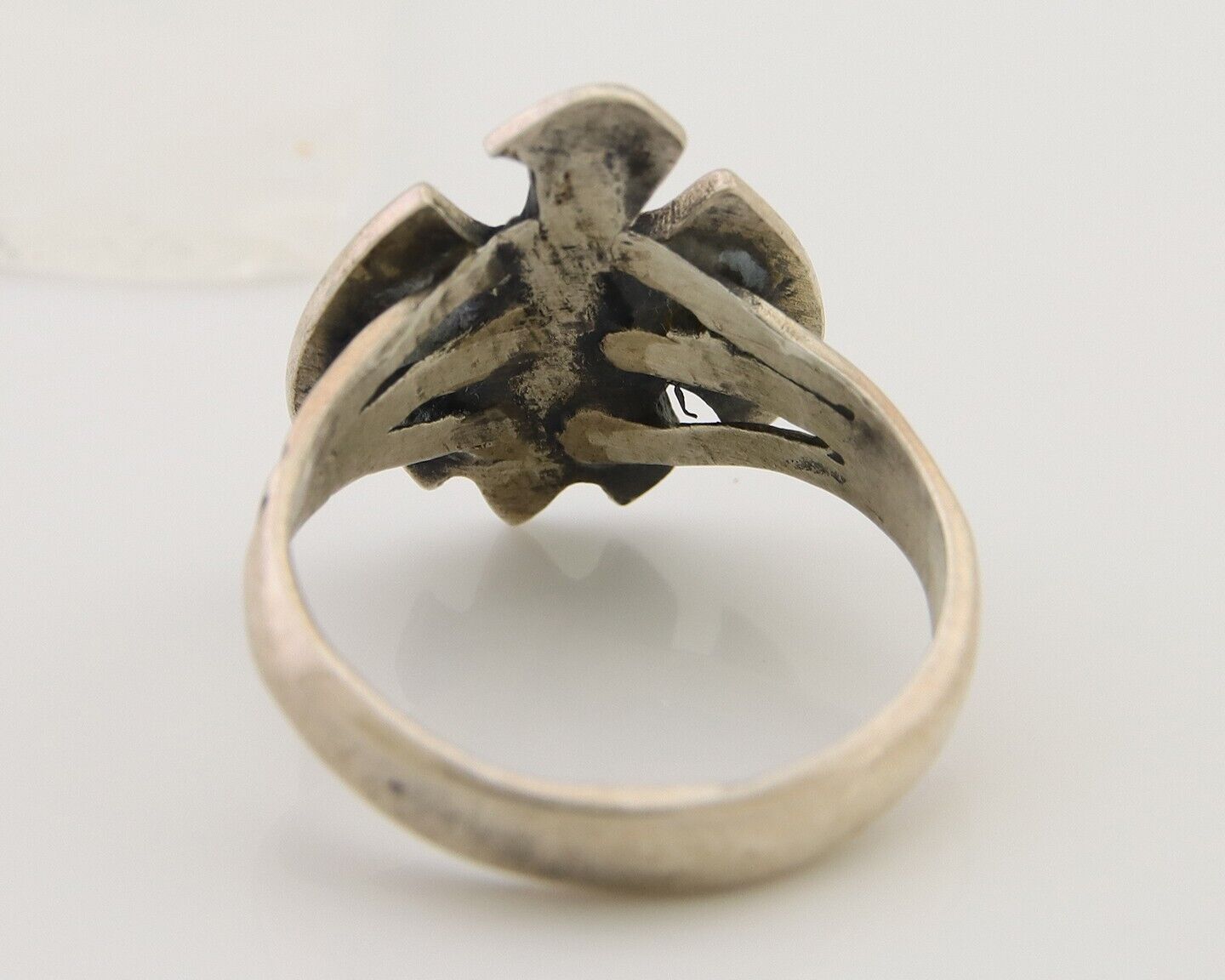 Navajo Handmade Bird Ring 925 Silver Turquoise Native Artist C.80's