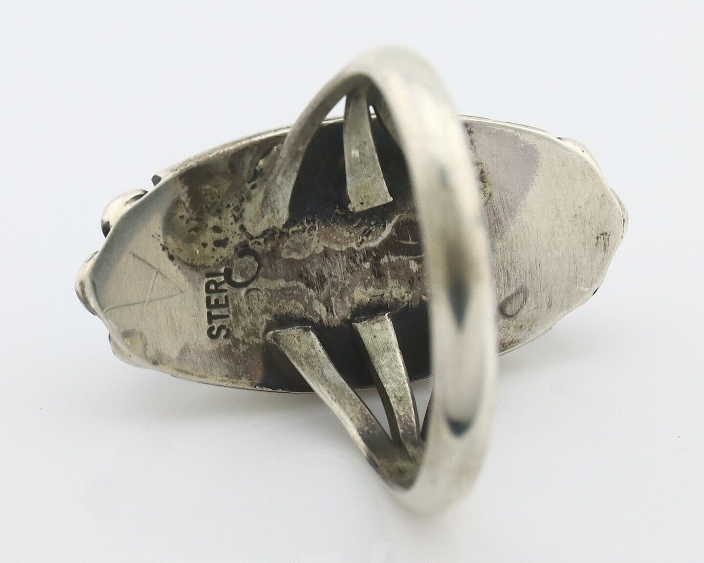 Navajo Ring .925 Silver Sleeping Beauty Turquoise Signed SkyStone Creations C80s
