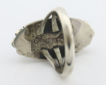 Navajo Ring .925 Silver Sleeping Beauty Turquoise Signed SkyStone Creations C80s