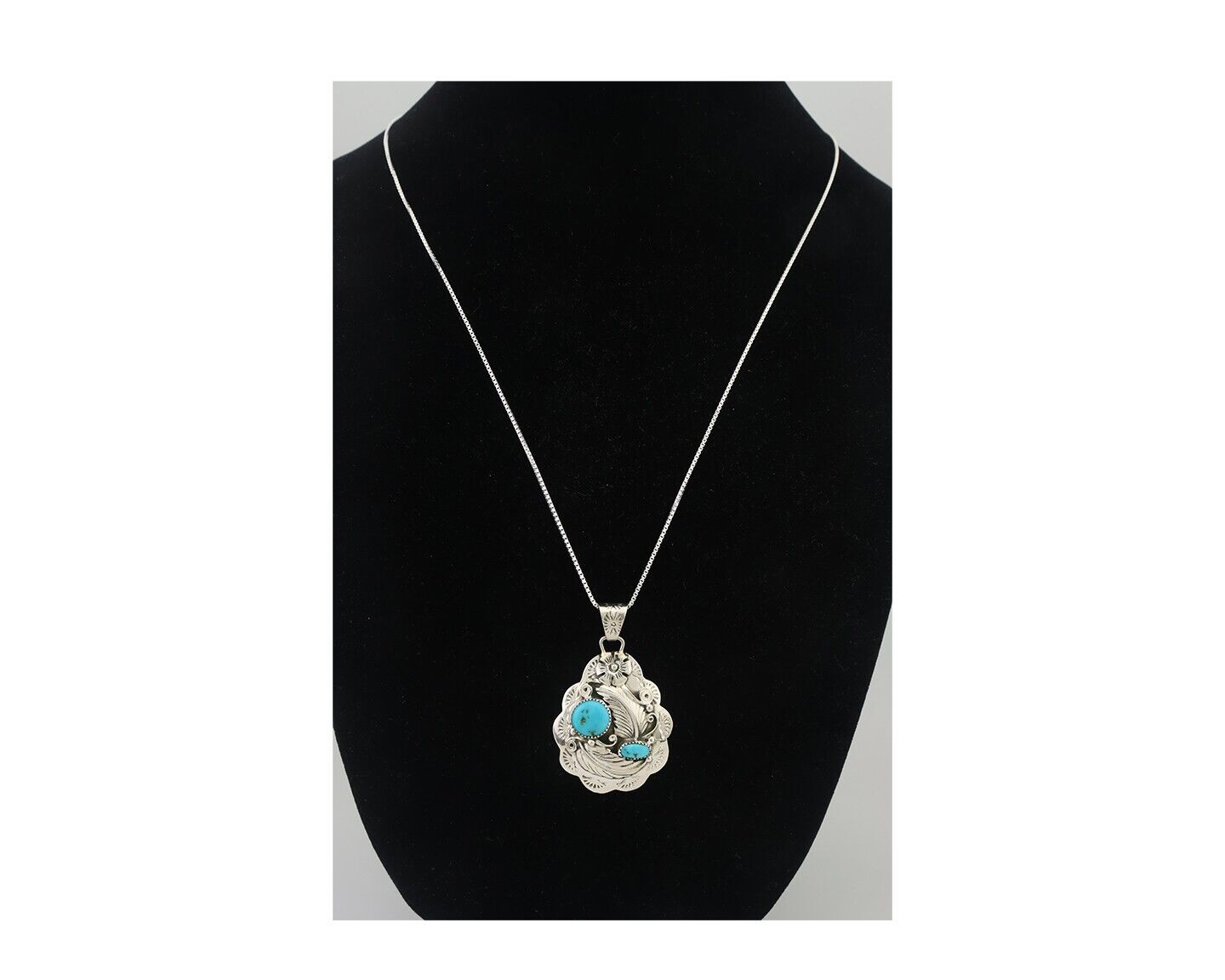 Navajo Necklace 925 Silver Turquoise Native Artist Signed Wilbert Benally C.80s