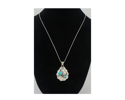 Navajo Necklace 925 Silver Turquoise Native Artist Signed Wilbert Benally C.80s