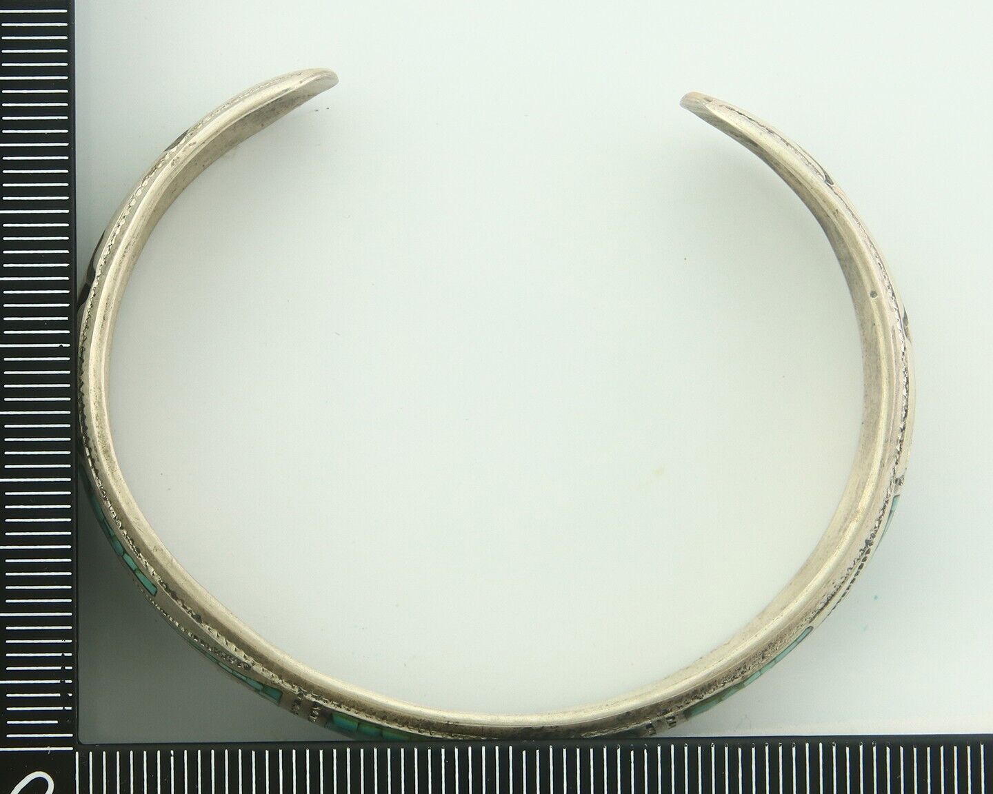 Navajo Bracelet 925 Silver Inlaid Turquoise Cuff Artist Signed LB C.80's