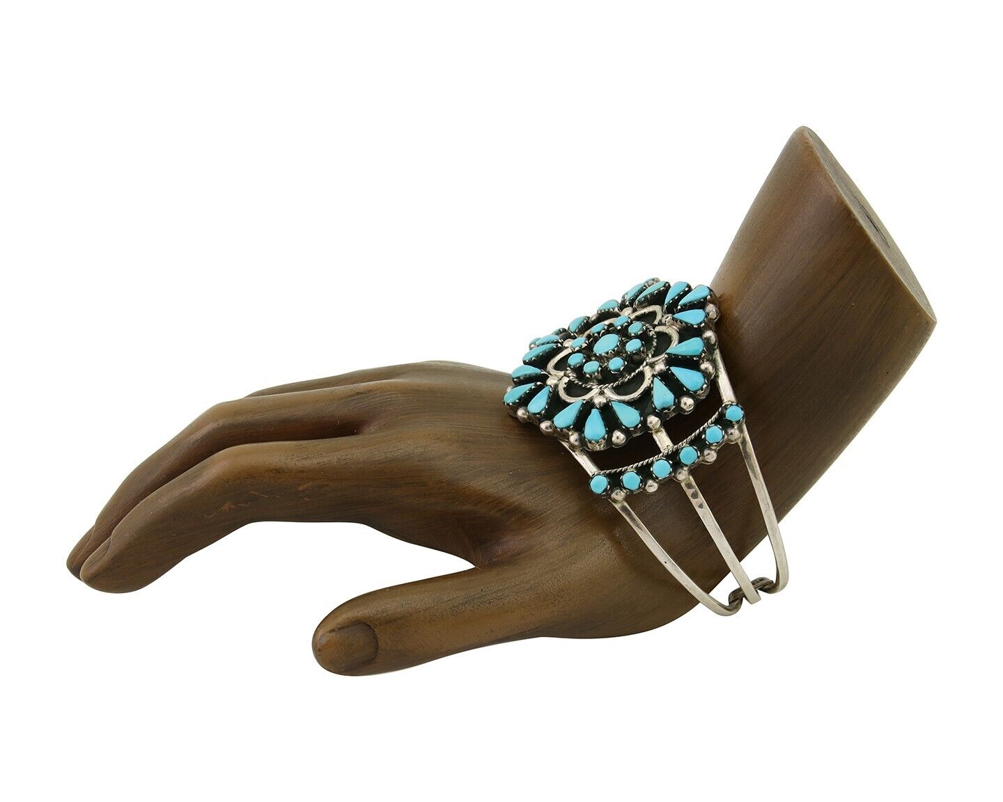 Men Navajo Bracelet 925 Silver Natural Blue Turquoise Signed Benson Yazzie C80s