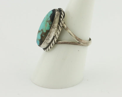 Navajo Ring 925 Silver Natural Blue Turquoise Native American Signed C.80's