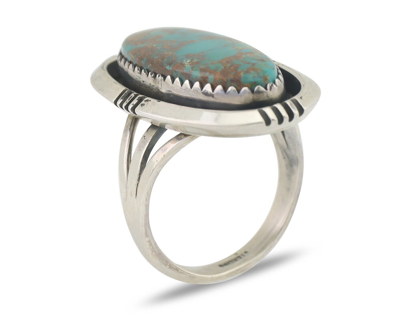 Navajo Ring 925 Silver Natural Blue Turquoise Native American Artist C.80's