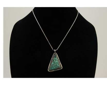 Navajo Heart Necklace 925 Silver Natural Turquoise Artist Signed FG C80s