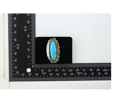Navajo Ring .925 Sterling Blue Turquoise Artist Signed R Yazzie C.80's