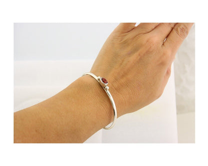 Navajo Bracelet .925 Silver Natural Red Coral Cuff Native American Artist C.80's