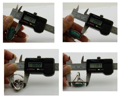 Navajo Shield Ring 925 Silver Arizona Turquoise Native Artist C.80's