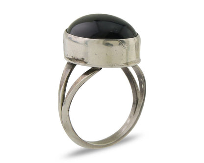 Navajo Handmade Ring 925 Silver Black Onyx Artist Signed R C.80's