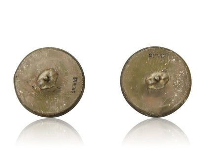 Navajo Shield Natural Turquoise Earrings 925 Silver Native American Artist C.80s