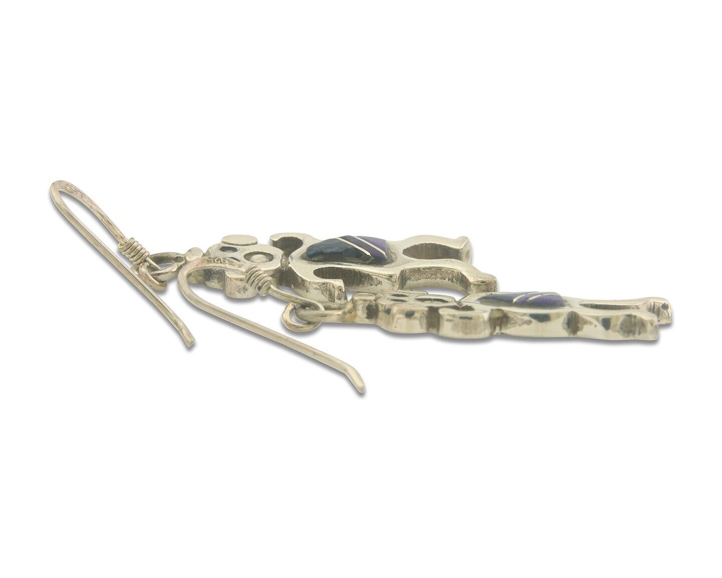 Navajo Earrings 925 Silver Natural Sugilite, Charoite Native American Artist C80