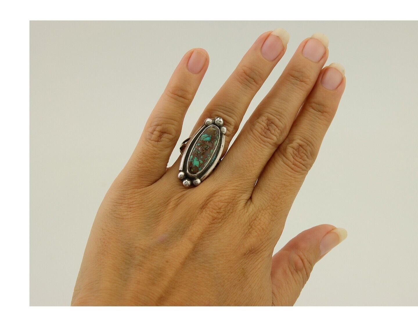 Navajo Ring 925 Silver Turquoise Artist Signed Sunrise C.80's