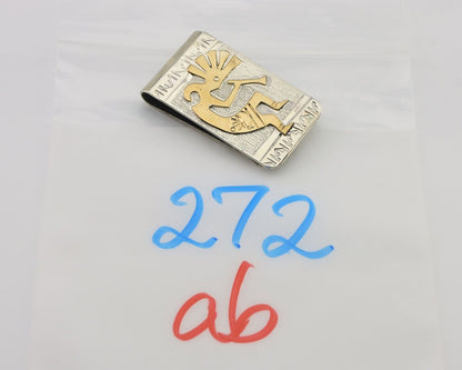 Navajo Money Clip .925 Silver Gold Plate & .999 Nickle Native Artist C.80's