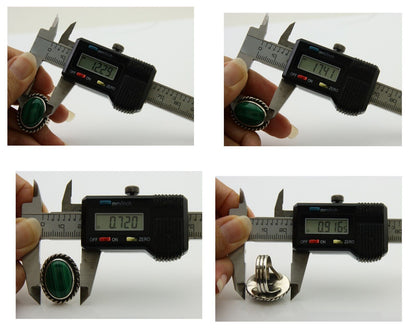 Navajo Ring 925 Silver Natural Malachite Native American Artist C.80's