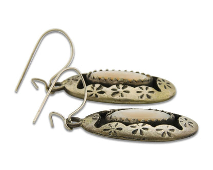 Navajo Earrings 925 Silver Handmade Natural Pink Mussel Native American Artist