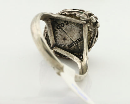 Navajo Ring 925 Silver Natural Spiderweb Turquoise Native Artist Signed Cody