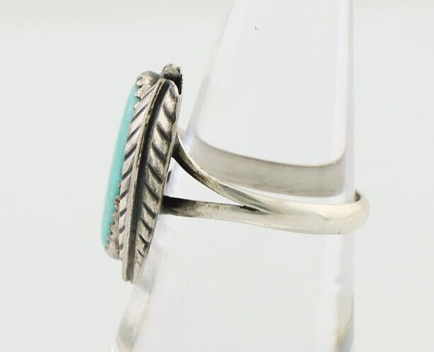 Navajo Ring 925 Silver Blue Kingman Turquoise Native American Artist C.80's