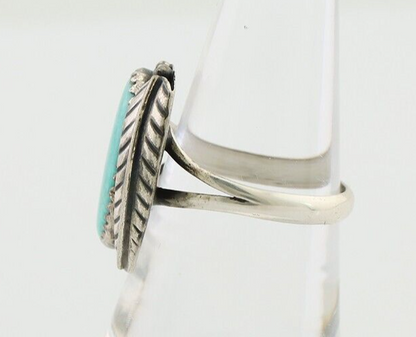Navajo Ring 925 Silver Blue Kingman Turquoise Native American Artist C.80's