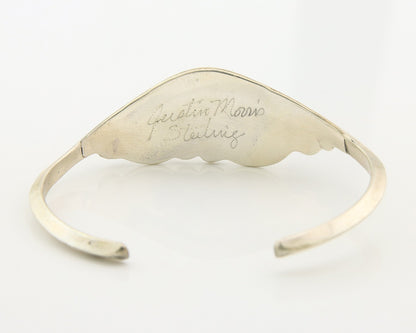 Navajo Cuff Bracelet Sterling Silver Natural Coral Turquoise Sign Justin Morris