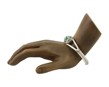 Navajo Bracelet 925 Silver Blue Turquoise Artist Signed Gecko C.80's