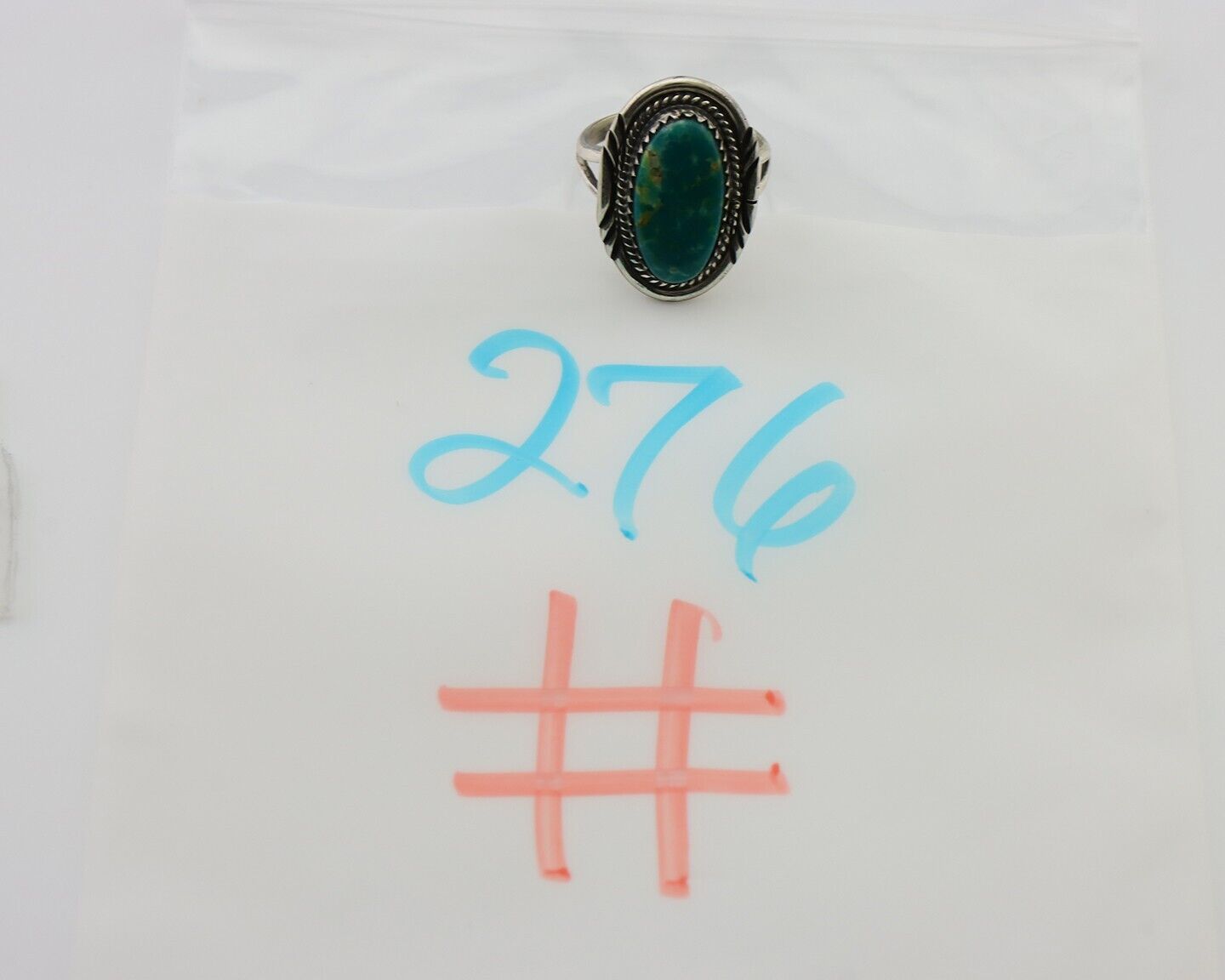 Navajo Ring 925 Silver Natural Blue Turquoise Artist Signed M BEGAY C.80's