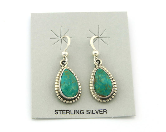 Navajo Earrings Sterling Silver Natural Turquoise Vintage Signed M